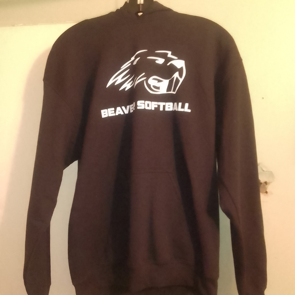 Men's Black Hoodie Beaver Softball Size Medium Demensions Are 18" X 26